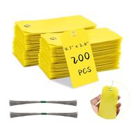 Lainballow 200 Pcs Plastic Shipping Tag with Wire, 4 3/4 x 2 3/8 Waterproof Tag, Plastic Labeling Tags, Wire Hanging Tags with Reinforced Metal Holes for Luggage Garage Equipment Inventory Car Parts
