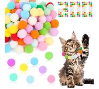 Lainballow 200 Pcs Soft Pom Pom Balls for Kittens Cat Toy Pom Pom Balls Interactive Cat Toy Glitter Ball Silent Plush Cat Ball Fuzzy Kitten Play Toys for Cats Pet Playing Exercising(1.2 Inch,Rainbow)