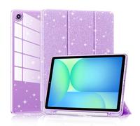 Lainergie Case for Samsung Galaxy Tab A11+/A9+ Plus 11 Inch 2025/2023, Cute Glittering Sparkly Shockproof Cover with Sparkly Crystal Clear Back and Pencil Holder for Galaxy Tab A11+/A9+, Blue, Purple