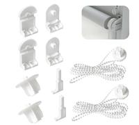 LAINIKE 2 Set Plastic Roller Blind Kit 25mm Roller Blind Fittings Without Drilling Roller BlindFittings Repair Kit Curtain Roller Accessories With Beaded Chain Spare for Curtain Rods White