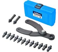 LainKeen 15Pc Universal Camshaft Pulley Holder Tools Kit,Variable Pin Spanner Wrench Kit Adjustable Fan Clutch Pully Holder Wrench with Pins