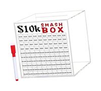LAIOUSN 10K Smash Box Money Saver, Clear Acrylic Piggy Adult, $10000 Challenge Break Open Break to Open Cash Cash and Coin Collection Box