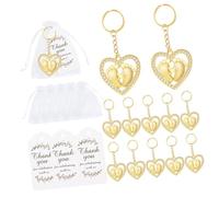 LAIOUSN 12pcs Elegant Heart Foot Charm Keychains Souvenirs For Wedding Baby Showers Bridal Showers With Thanks Card Heart Foot Keychain