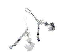 LAIOUSN 2Pcs Gold Fish Beaded Holder With Star And Flower Stylish Acrylic Keychain Ornament For Keys And Purses Bag Pendant Fashionable Keyring Ornament