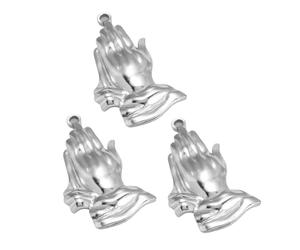 LAIOUSN 3Pcs Stainless Steel Pendants Praying Hand Charm For Handmade Jewelry Projects Religious Necklace Components Religious Pendants