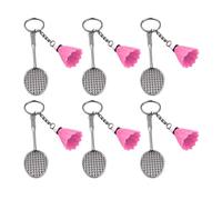 LAIOUSN 6Pcs Badminton Keyring Holder Pendant Keychain For Kid Birthday Party Christmas Stocking Fillers Sport Keychain