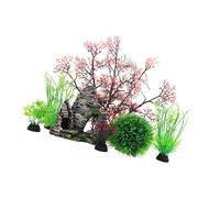 LAIOUSN 7Pieces Aquariums Decoration Set Artificial Fishtanks Plant And Cave Rock Set For Natural Fishtanks Environment Landscape Plant