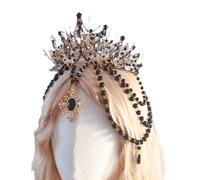 LAIOUSN Blingbling Crowns Hair Hoop Girl Halloween Party Elegant Pageant Water Drop Bead Girl Coronet Costume Headwear Gothic Crown Handmade Tiaras Unique Accessories