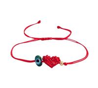 LAIOUSN Braided Red Cord Adjustable with Heart Shape and Blue Evil Eyes Bead Meaningful Spiritual Jewelry Handmade Beaded Charm
