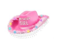 LAIOUSN Celebration LED Cowgirl Hat With Tassels Rhinestones Letter Cowgirl Hat For Birthdays And Theme Event LED Light Up