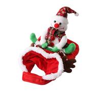 LAIOUSN Christmas Snowman Horse Riding Dog Costume Breathable Polyester Pet Apparel with Adjustable Belt for Holiday Gathering Pet Christmas Jumpsuits