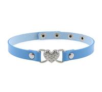 LAIOUSN Classical Leather Heart Collar Necklace Rhinestones Accent for Stylish Elegant Everyday Jewelry Collection Neckchain Leather Necklace