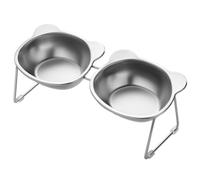 LAIOUSN Double Bowl Elevated Cats Feeders Stainless Steel Bowls Ergonomic Feeders For Dog Health Eating Watering Double Cats Food Bowl