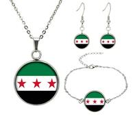 LAIOUSN Exquisite Syrian Flags Inspired Jewelry Set Comprising Necklace And Earrings For Daily Wear Or Special Event Middle Eastern Necklace