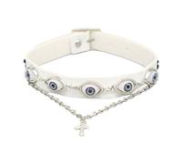 LAIOUSN Eye Of The Demons Choker Necklace Unique Horror Themed Devil Eye Choker Sturdy PU And Alloy Neckband For Parties Adjustable Length