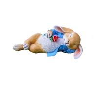 LAIOUSN Handpainted Resins Rabbits Ornament Sleep Bunnies Holding Rose Figurine For Easters Parties And Outdoor Space Decoration Garden Outdoor Sculpture