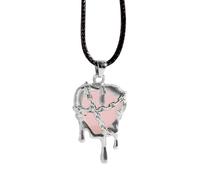LAIOUSN Korean Fashion Vintage Hollow Crystal Heart Pendant Black Leather Rope Chain Neck Necklaces for Women Wedding Aesthetic