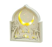 LAIOUSN Lighted Eid Wood Castles Ornament Art Hanging Decoration For Ramadans Muslims Islamics Festival LED Ornament