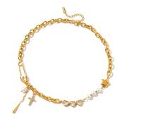 LAIOUSN Modern Stainless Steel Paper Clip Necklace with Zirconia Accent Adjustable Minimalist Chain Jewelry for Everyday Wear Fashion Paperclip Pendant Necklace