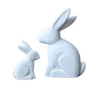 LAIOUSN Pack Of 2 Easters Rabbits Wooden Figurines Statue Bunnies Sculpture For Home Office Tabletop Shelf Decorative Ornaments Cute Bunnies Ornaments