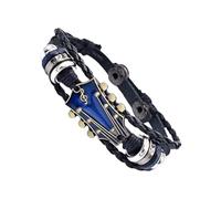 LAIOUSN Retro Faux Leather Punk Guitar Adjustable Braided Wristband Hand Woven Wrist Jewelry For Music Enthusiasts Gothic Wristband