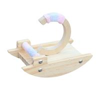 LAIOUSN Rocking Bird Perches for Small Parrots Mental Enrichment Softable Rope Grip Desktop Size Stable Base Design Natural Wood Parrots Chew Toy