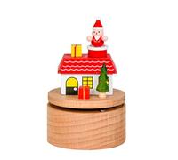 LAIOUSN Rotating Music Boxes Wooden Handcrafted Holiday Decoration Christmas Tree Santa Clauses Theme Gift With Melodies Elegant Wooden Music Boxes With Gift Packaging