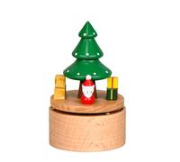 LAIOUSN Rotating Music Boxes Wooden Handcrafted Holiday Decoration Christmas Tree Santa Clauses Theme Gift With Melodies Elegant Wooden Music Boxes With Gift Packaging
