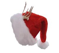 LAIOUSN Santa Hats With Deer Horns And Bells All Age Plush Santa Caps For Christmas And Costume Parties Holiday Gatherings Festival Hat