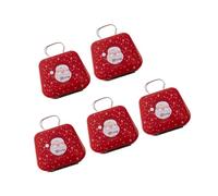 LAIOUSN Set Of 5 Holiday Iron Candy Tins Festival Iron Candy Storage Case For Christmas Celebration And Gifting Portable Christmas Bags