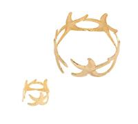 LAIOUSN Stylish Alloy Starfishes And Rings Set Adjustable Opening Jewelry Unique For Multifuntional Wear Alloy Jewelry