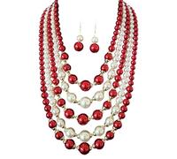 LAIOUSN Timeless Multi-Strand Synthetic Pearls Jewelry Set with Earrings, Lightweight & Versatile for or Evening Lightweight Layering Pearls Necklace Set