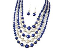 LAIOUSN Timeless Multi-Strand Synthetic Pearls Jewelry Set with Earrings, Lightweight & Versatile for or Evening Lightweight Layering Pearls Necklace Set