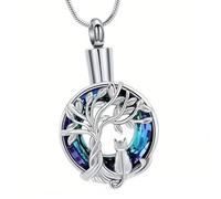 LAIOUSN Untarnished Pet Cenotaph Necklace with Secret Compartment for Ashes and Hair Artifact Tree Plan Pet Hair Artifact Necklace