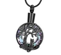 LAIOUSN Untarnished Pet Cenotaph Necklace with Secret Compartment for Ashes and Hair Artifact Tree Plan Pet Hair Artifact Necklace