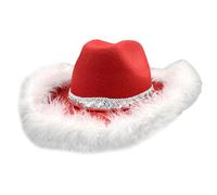 LAIOUSN Western Christmas Party Hat For Holiday Celebrate Festival Costume Furry Trim Santa Hat Cosplay Party Accessories Holiday Headwear
