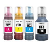 LAIPENG 102 Ink Compatible with Epson 102 Ink Cartridges Bottle Multipack for Ecotank ET-2750 ET-2751 ET-2756 ET-2850 ET-2856 ET-3700 ET-3750 ET-4750 ET-4850 ET-4856 ET-15000 (BK/C/M/Y)