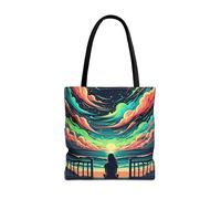 Lair Gadgets Beneath the Neon Sky Tote Bag - Surreal Sunset Art, 18x18 Durable Polyester Everyday Carry Tote with Reinforced Handles