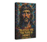LAIRIBA Blessed Are The Pure in Heart, Biblical Teachings, Religious Beliefs Canvas Art Poster And Wall Art Picture Print Modern Family Bedroom Decor Frame 20