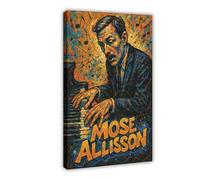 LAIRIBA Blues-Pianist-Mose-Allison-Music Poster Print for Teen Boys Room Canvas Wall Art Canvas Painting Print Frame 12x18inch