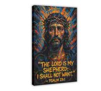 LAIRIBA Psalm 23∶1, Jesus' Teachings, Religious-beliefs Poster for Room Aesthetics Canvas Wall Art Poster And Print Frame 16x24inch