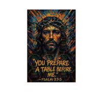 LAIRIBA Psalm 23∶5, Jesus' Teachings, Religious-beliefs Poster Print for Teen Boys Room Canvas Wall Art Canvas Painting Print Unframe 16x24inch