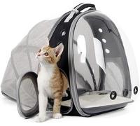 LAIRIES Dual Expandable Cat Backpack Carrier Front & Back Extension Pet Backpack Carrier, Fit up to 12 lbs, Bubble Capsule Bag Travel, Hiking & Outdoor Backpack (Black, BE)