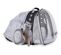 LAIRIES Dual Expandable Cat Backpack Carrier Front & Back Extension Pet Backpack Carrier, Fit up to 20 lbs, Bubble Capsule Dog Backpack Travel, Hiking & Outdoor Backpack