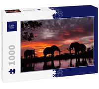 Lais jigsaw puzzle Elephants at sunset by a river 1000 pieces