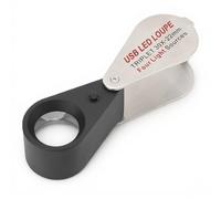 LAISANIM Foldable Jewelry Magnifying Glass, 13 LED Lamps Compact K9 Optical Glass Lens Eye Loop Magnifier 4 Light Source Mode 30X Magnification for Electronics