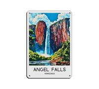 LaiSShh Vintage Retro Travel Poster Angel Falls Venezuela Retro Poster Metal Tin Sign Chic Art Retro Iron Painting Bar People Cave Cafe Family Garage Poster Wall Decoration Style8x12inch(20x30cm)