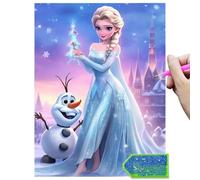 LAISU Diamond Painting for Adults Beginners and Children from 6 Years, Frozen Elsa Princess 5D Diamond Painting Pictures, 30x40cm Large DIY Round Stones Diamond Painting Mosaic Crafting Kit for