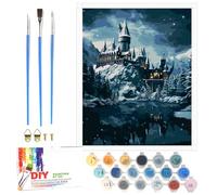 LAISU Painting by Numbers for Adults and Junior Beginners, 40 x 50 cm, Hary Pote Hogwas Magic School Painting Craft Set with Canvas Brushes Acrylic Paints, Large DIY Painting Kit for Home Decoration