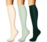 Laite Hebe 3 Pack Medical Compression Sock-Compression Sock for Women and Men-Best for Running,Nursing,Sports, 17-beige/Light Green/Dark Green, L-XL